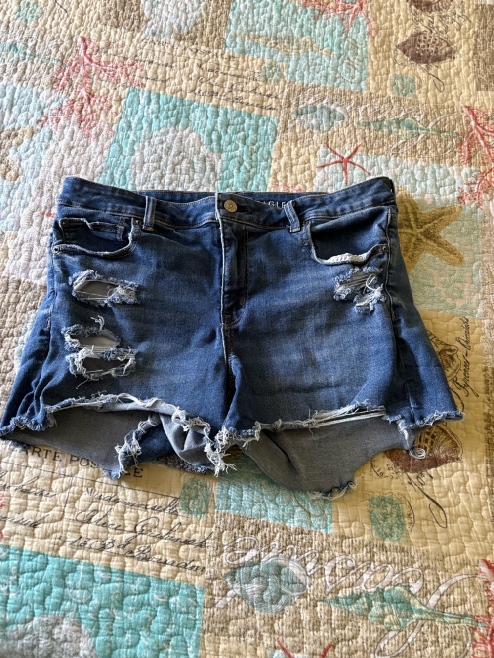 Distressed Dark Blue Denim Women’s Shorts